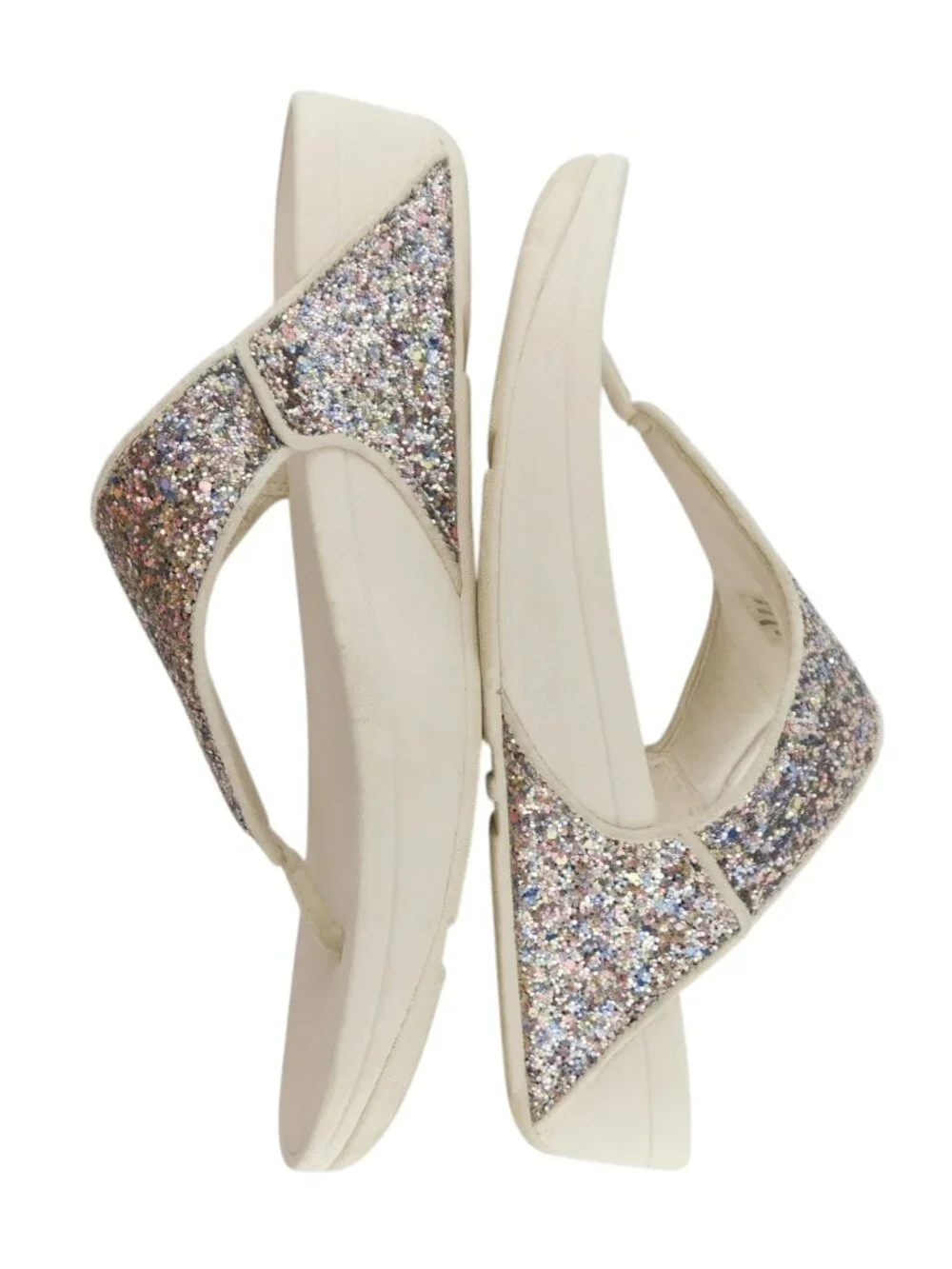 FITFLOP Champagne Glitter Bling Thong Sandals 10